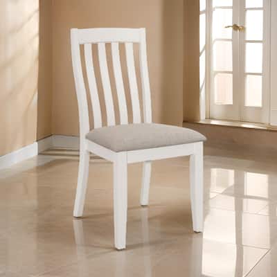 Ane 20 Inch Dining Side Chair Set of 2, Farmhouse, Slatted Back, White Wood