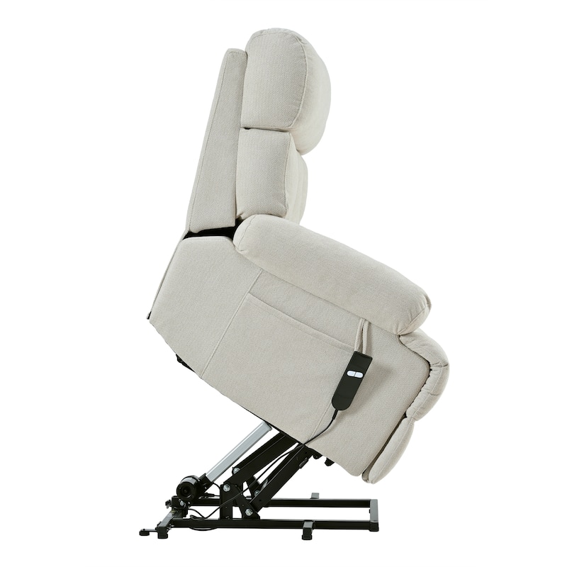 Oversized Power Lift Recliner Chair For Elderly,Reclining Sofa Chair With Remote Control,Side Pocket,Spacious Seat