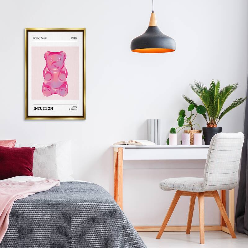 Stupell Intuition Phrase Candy Bear Framed Floater Canvas Wall Art Design By LSR Design Studio