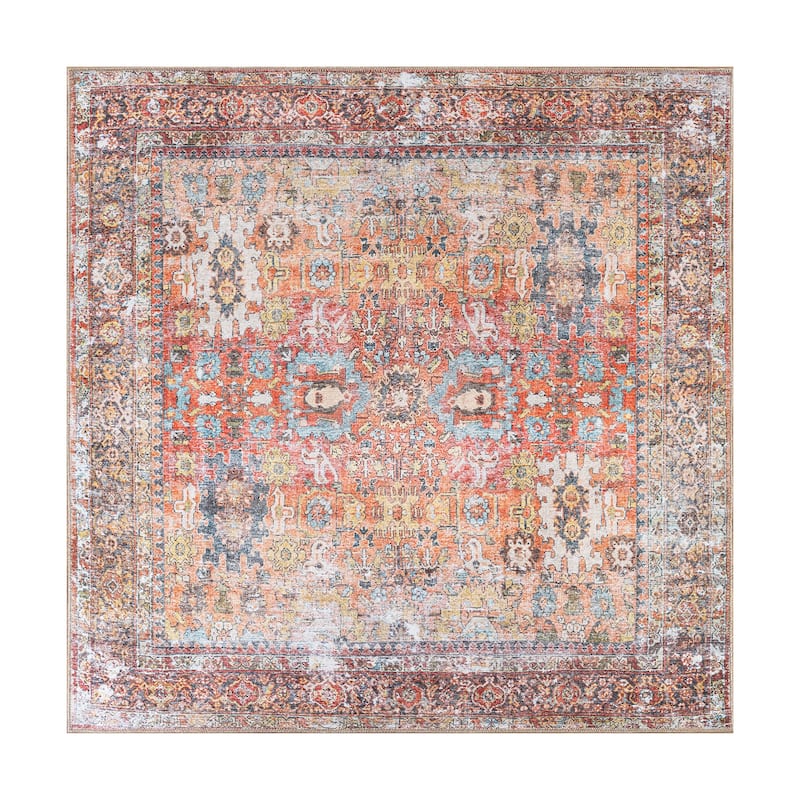 World Rug Gallery Transitional Distressed Machine Washable Non Slip Area Rug