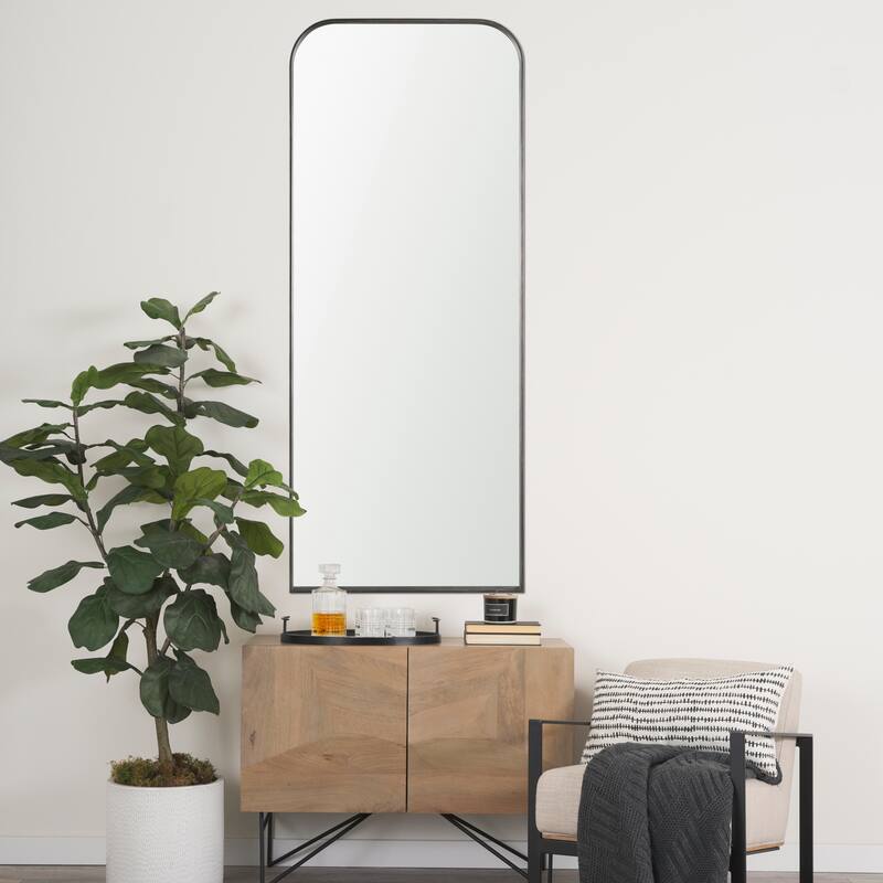 Tamira Tall Brushed Gunmetal Metal Arched Mirror - 31.5L x 1.8W x 75.8H