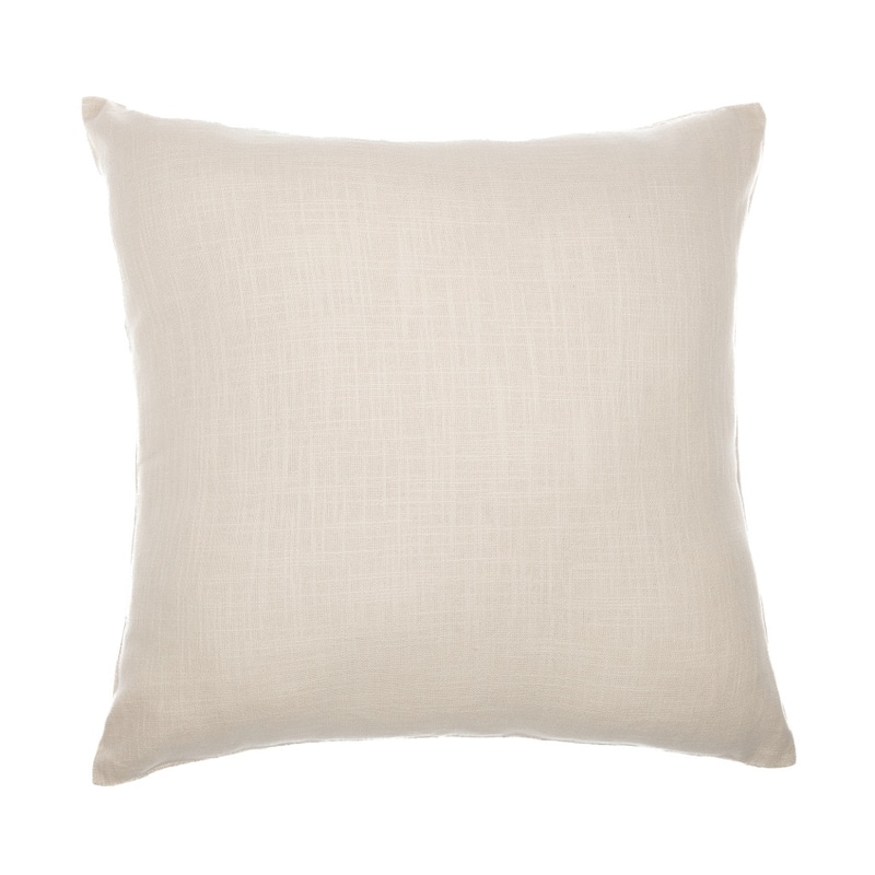 HomeRoots 20" Ivory Check Cotton Blend Throw Pillow With Embroidery