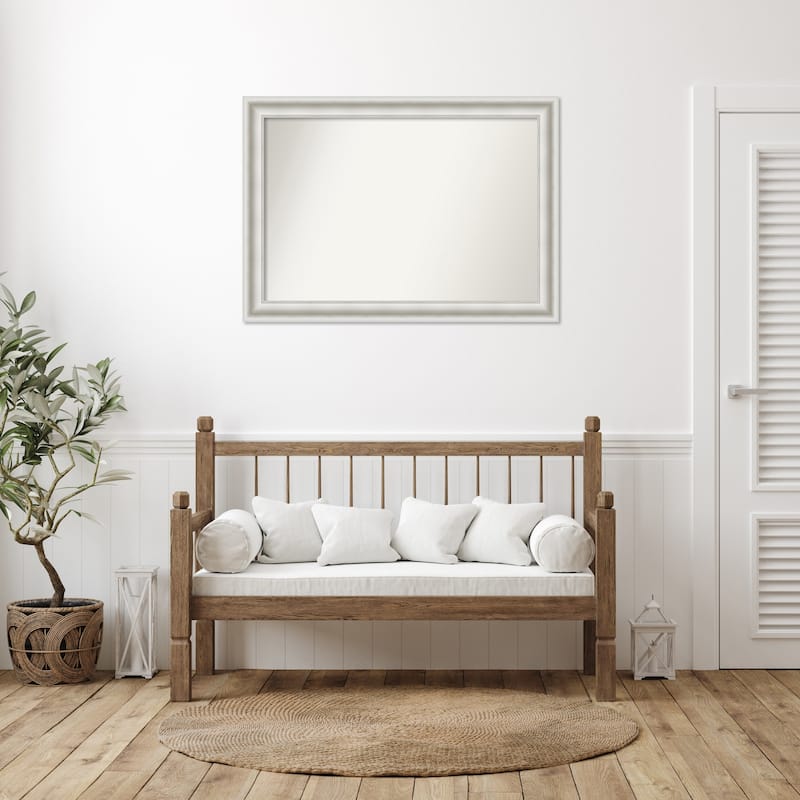 Parlor White Framed Non-Beveled Custom Wall Mirror, Bathroom Vanity Mirror
