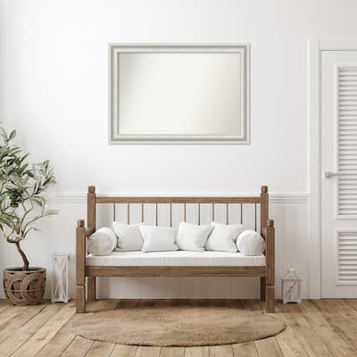 Parlor White Framed Non-Beveled Custom Wall Mirror, Bathroom Vanity Mirror