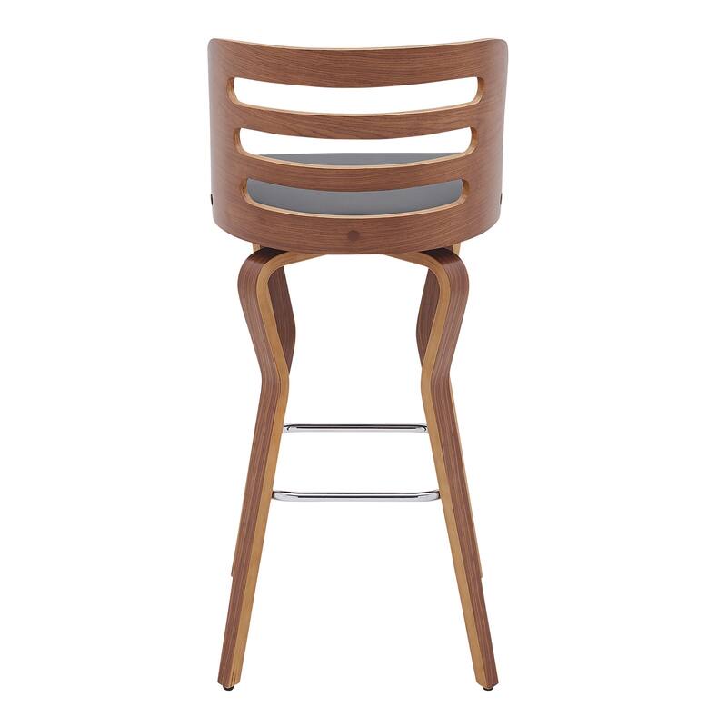 Faux Leather Swivel Bar Stool with Low Back and Footrest