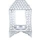 Silver Crystal Bead Gazebo Lantern Candle Holder Centerpiece - 16" H x 7" W x 7" DP