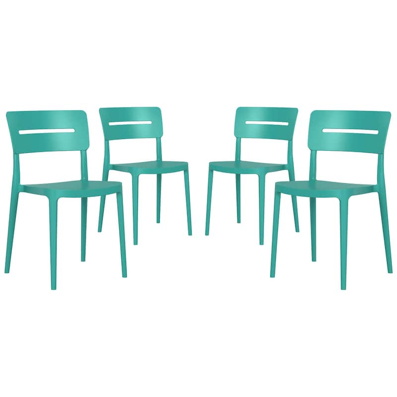 Frond and Form Outdoor Stacking Dining Side Chair (Set of 4) - Turquoise