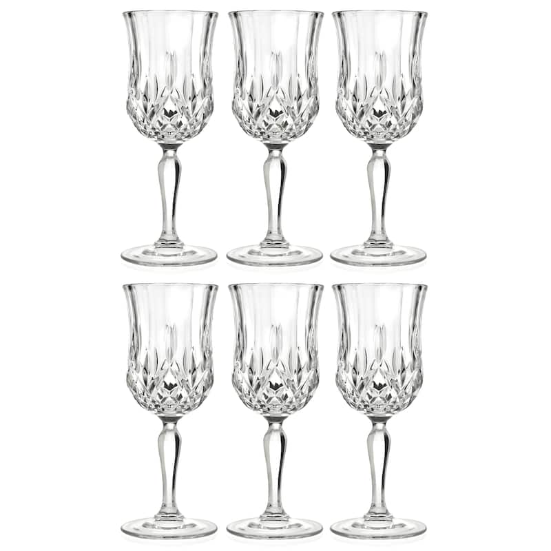 Majestic Gifts Inc. Glass Wine Goblets -Cut-7.75 Oz.-Set/6