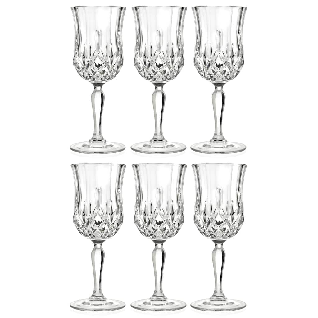 Majestic Gifts Inc. Glass Wine Goblets -Cut-7.75 Oz.-Set/6