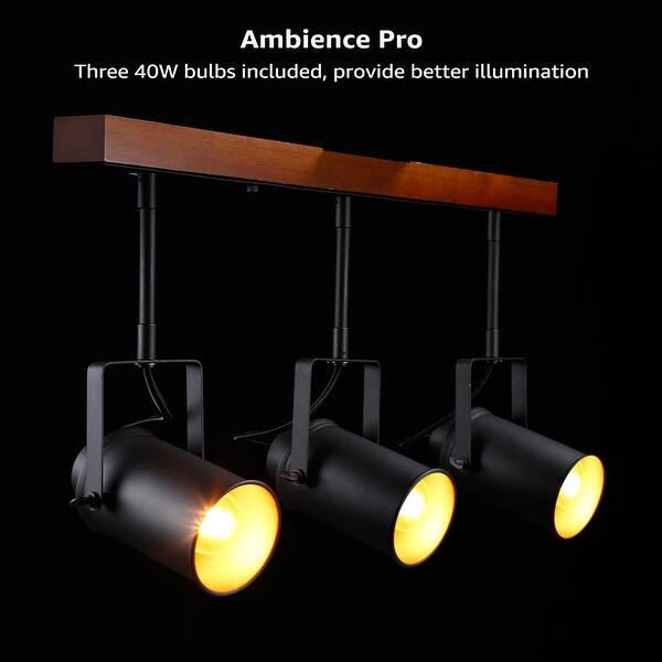 Shop 3 In 1 Vintage Industrial Wood Base Ceiling Track Light