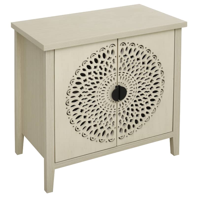 Waterproof Sideboard Buffet, Hollow-Carved 2 Door Accent Cabinet, Storage Cabinet with Adjustable Shelf