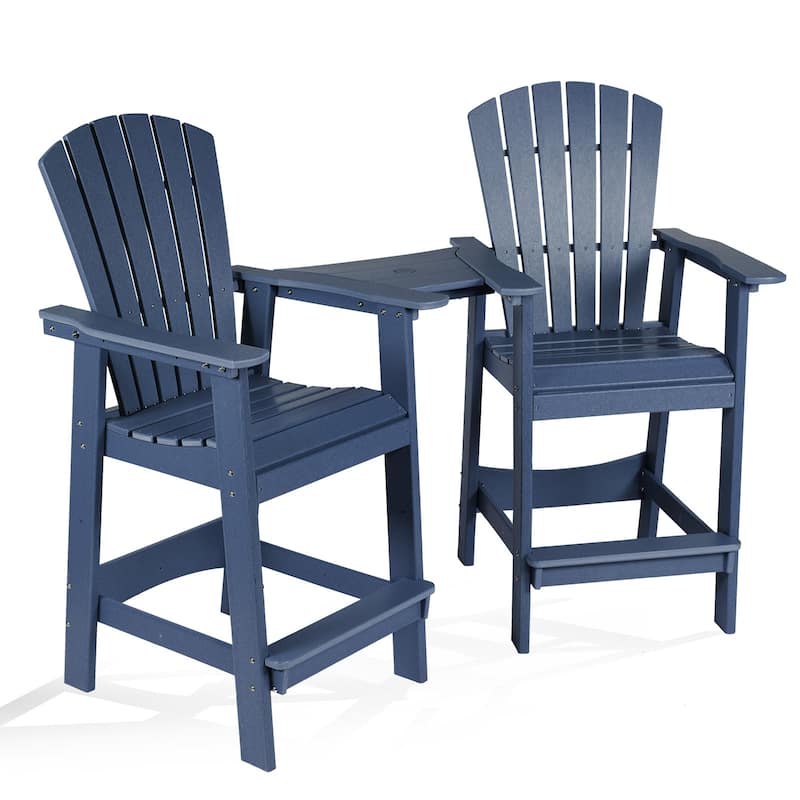 Aoodor Tall Adirondack Chairs Set of 2 with Connecting Tray