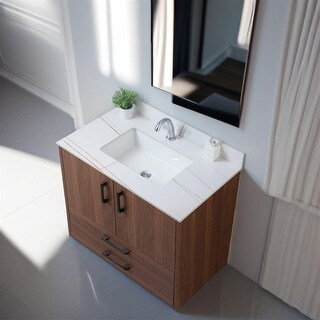 Bathroom Vanity w/Rectangle Undermount Ceramic Sink&Single Faucet Hole ...