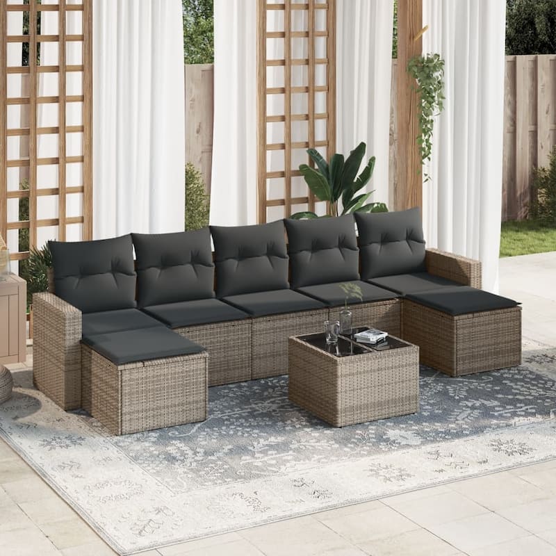 vidaXL Garden Sofa Set Grey, Dark grey - 21.7 x 21.7 x 14.6
