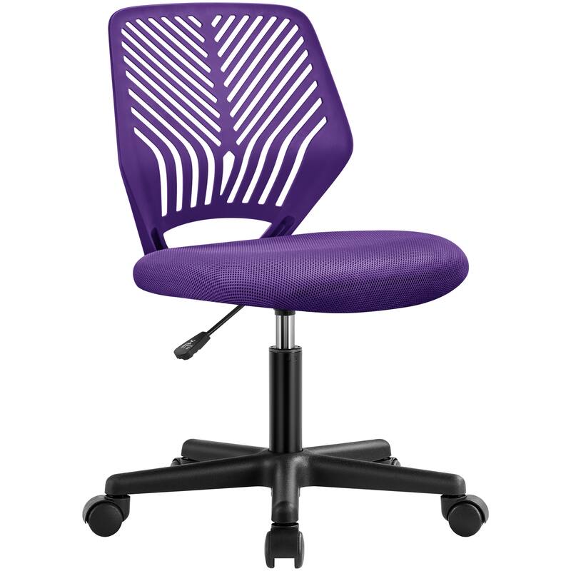 Yaheetech Adjustable Armless Office Chair Swivel Computer Study Chair - Purple
