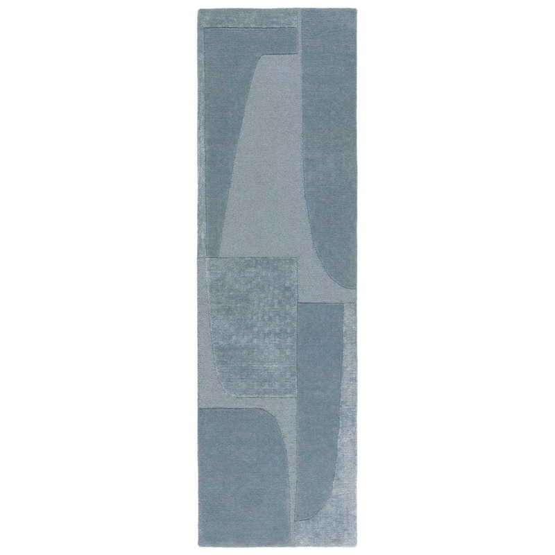 SAFAVIEH Handmade Fifth Avenue Shamira Mid-Century Modern New Zealand - 2' 3" x 8' - Blue