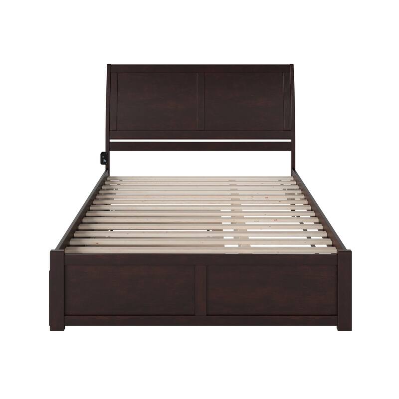 Portland Platform Bed with Footboard and Twin XL Trundle