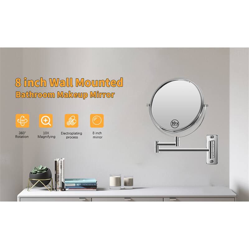 Makeup Mirror 10x Magnification Double-Sided Swivel Mirror Wall Mount