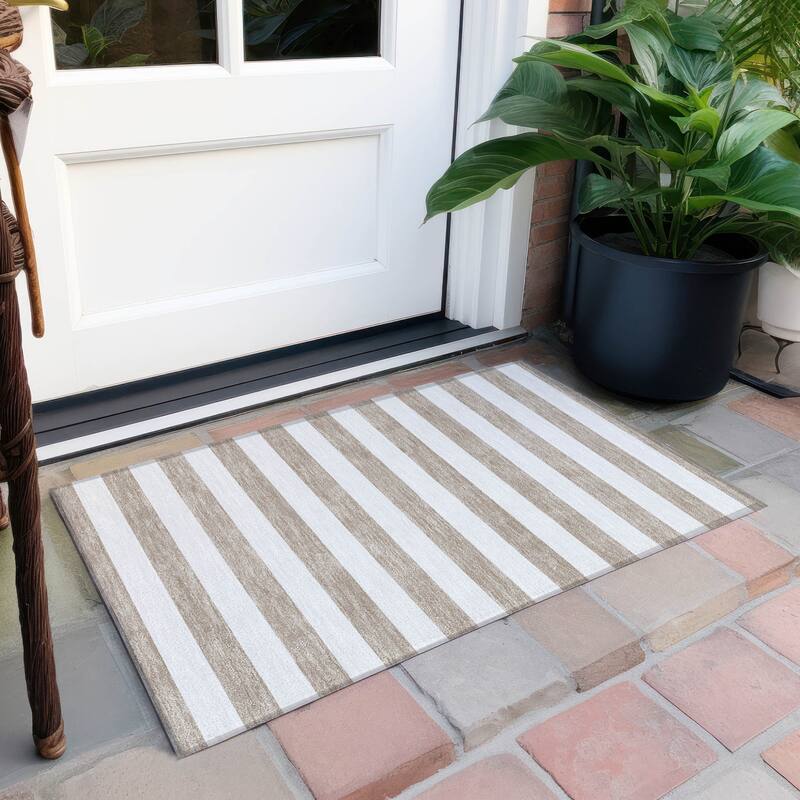 Almine Stripe Weather Resistant Versatile Elegance Outdoor Rug