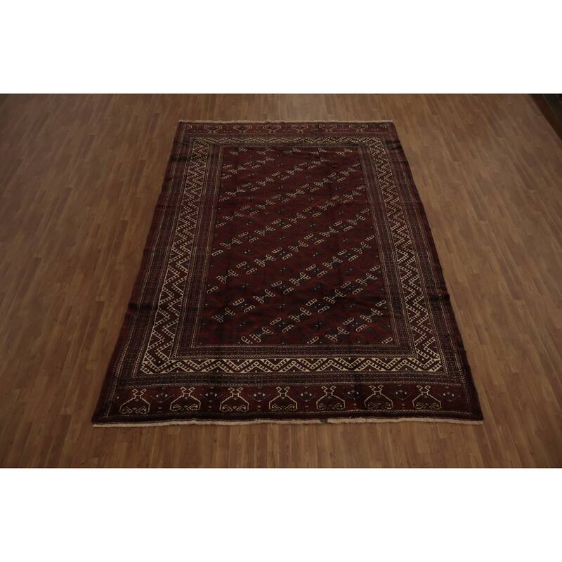 Hand Knotted Oriental 100% Wool Carpet Traditional All-Over Red Turkoman Area Rug - 12' 8'' X 8' 8''