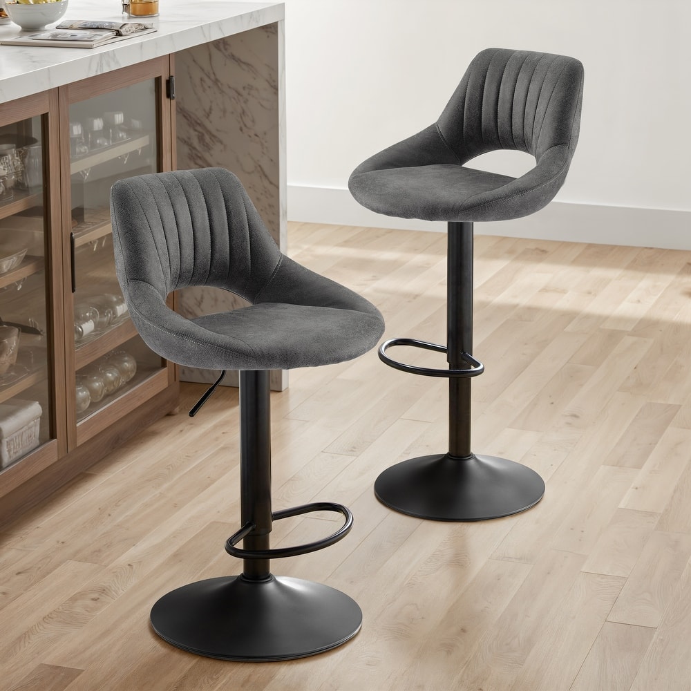 Art Leon Modern Adjustable 360 Swivel Barstool with Retro Faux Leather