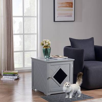 Unipaws Cat Litter Box Enclosure with Mat, Privacy Cat Washroom