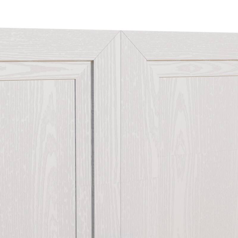 3-Set Wooden Door Sideboard Buffet Storage Cabinets with Adjustable Shelves - 93"Lx36"H
