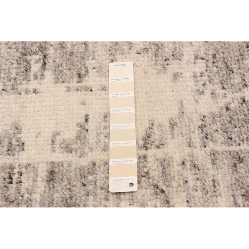 ECARPETGALLERY Hand-knotted Tangier Cream, Grey Wool Rug - 5'0 x 7'9