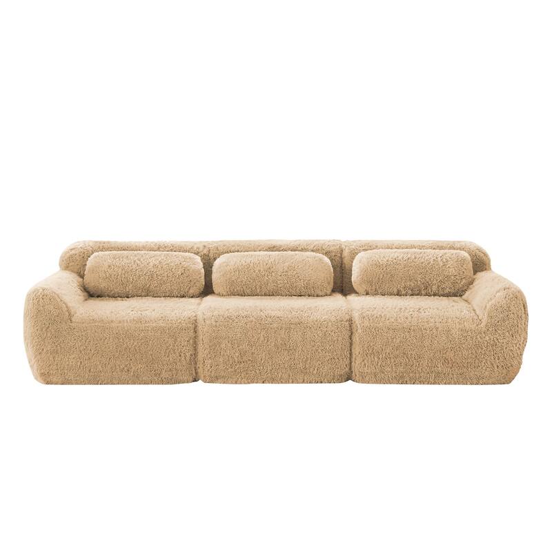 Modular Sectional Sofa, Plush Fabric Boneless Couch with Throw Pillows, 2/3/4-Seater Options, No Assembly