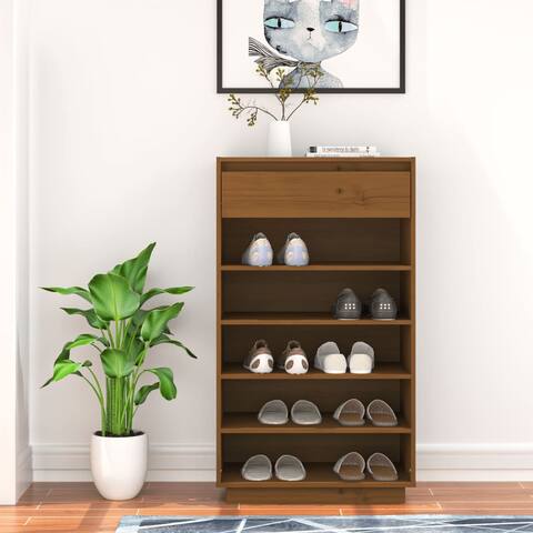 Shoe Cabinet Honey Brown 23.6"x13.4"x41.3" Solid Wood Pine