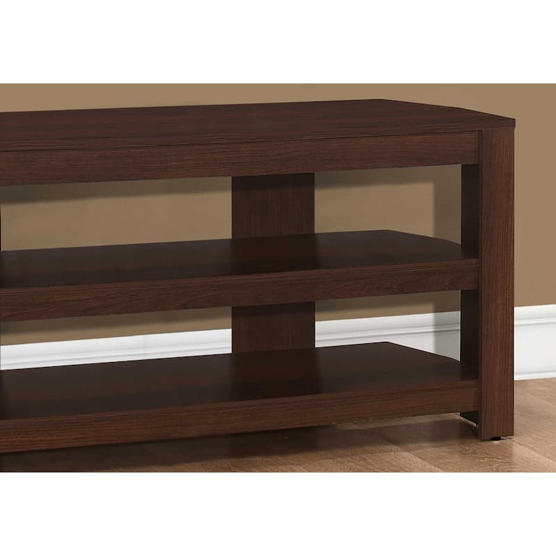 42 Inch Dark Brown Wood TV Stand with Open Shelves for 55 Inch TV Media Console for Living Room - 19.75"H x 15.5"W x 42"L