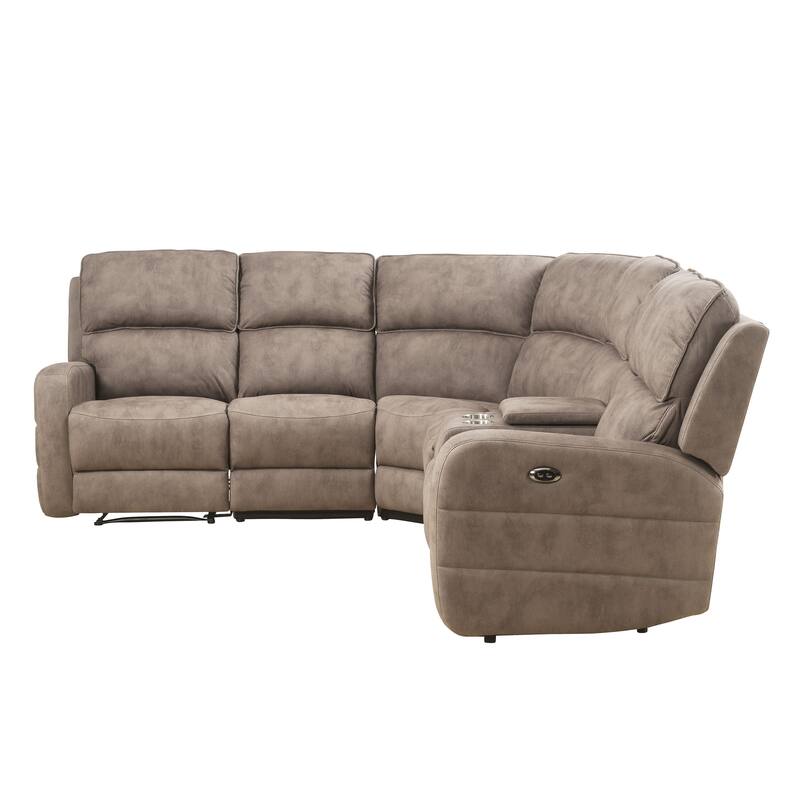 Brette Mocha Power Reclining Sectional Sofa with USB