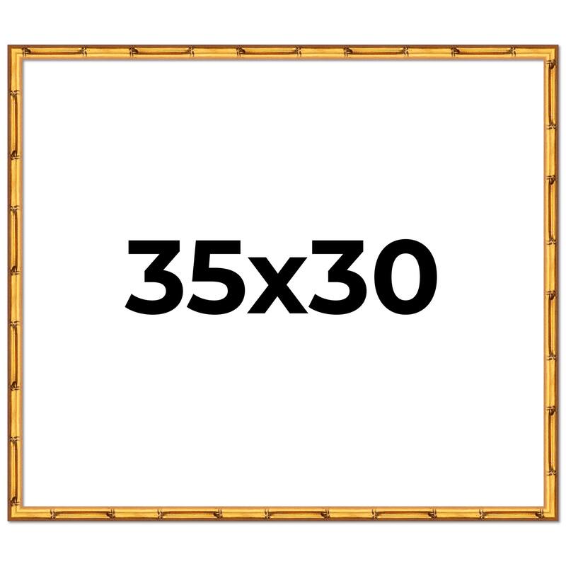 35x30 Frame Gold Bamboo Picture Frame Modern Photo Frame Includes UV Acrylic Shatter Guard Front Acid Free Foam Backing Board