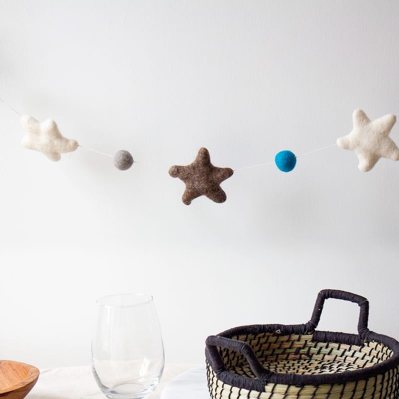 Stars Garland Baby Nursery Room Decor, Grey/Blue