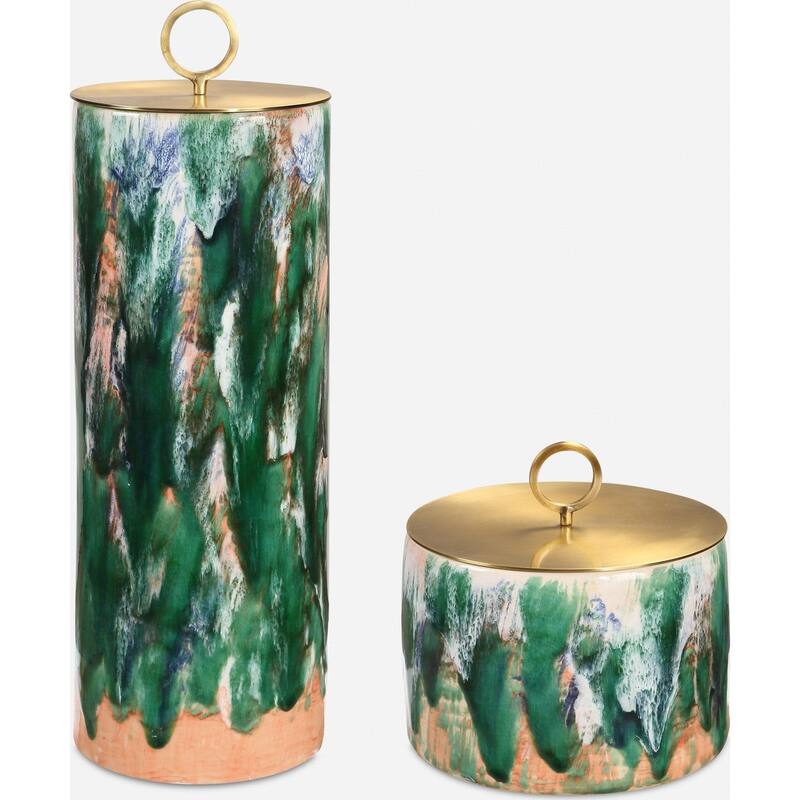 Uttermost 18228 Sylvie 18-1/4" Tall Ceramic and Iron Canisters - Set