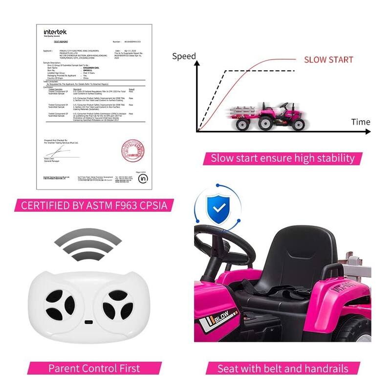 Kids Battery Powered Electric Tractor with Parent Remote Control & Trailer