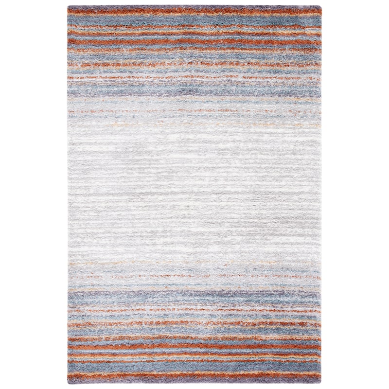 SAFAVIEH Berber Shag Kolya Rug - 5'5" x 7'7" - Blue Rust/Ivory
