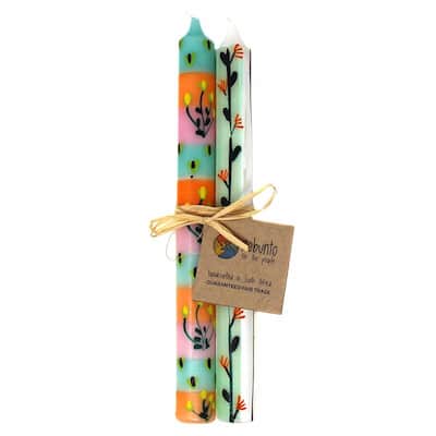 Handmade Imbali Design Candles, Set of 2 (South Africa)