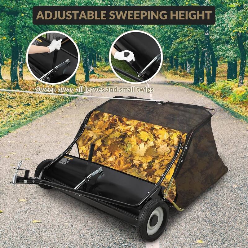 48 in Tow-Behind Lawn Sweeper with 26 cu. ft. Hopper Adjustable Height and Quick-Dump Rope
