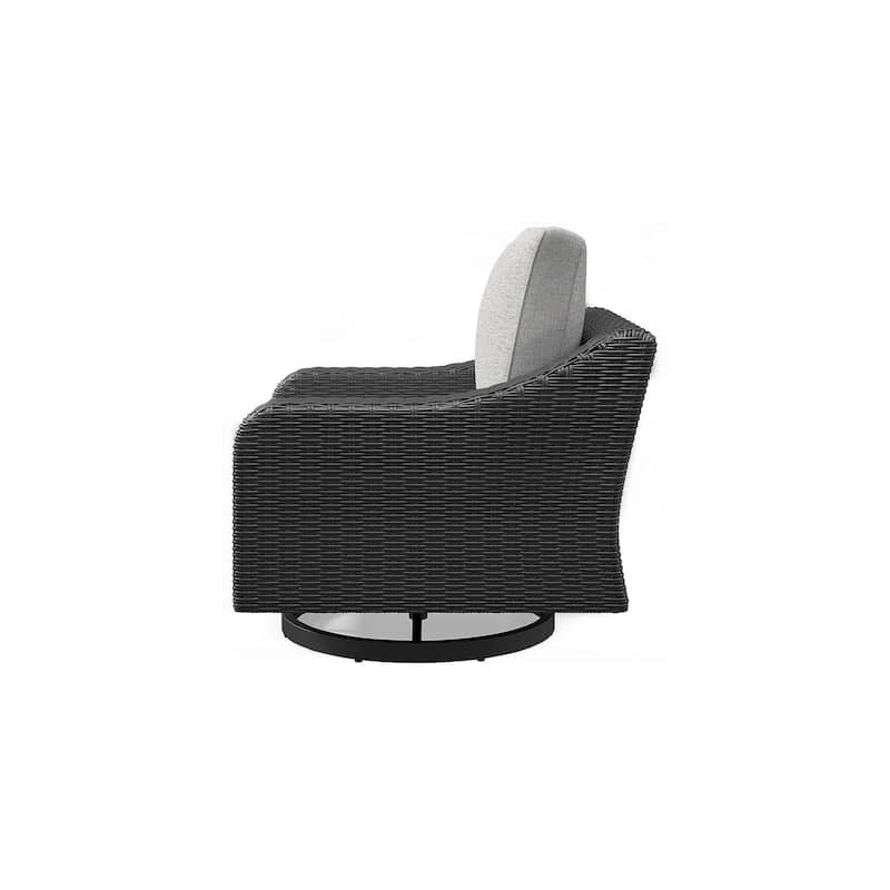 Signature Design by Ashley Beachcroft Hand-woven Wicker-look Swivel Chair - 35.38" W x 38.13" D x 34" H