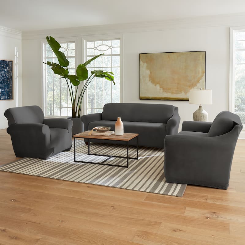 SureFit Hampstead Stretch Velvet Chair Slipcover, One Piece Chair