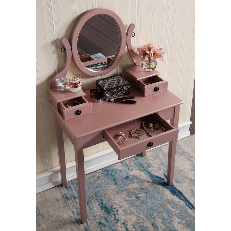 Wood Makeup Vanity Table and Stool Set