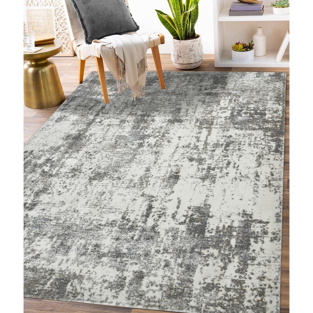 Sylvia Beatrice Ivory Polyester Blend Performance Area Rug