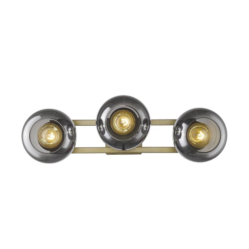 Modern Brass Flush Mount Wall 3-Light with Smoke Glass Shades and Dimmable E26 Fixture Damp Rated Indoor Use