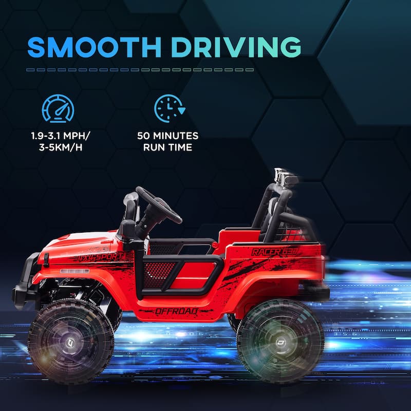 12V Kids Electric Car with Parent Remote, Ride-On Car Red Battery Powered Electric Car with 3 Speeds & Music