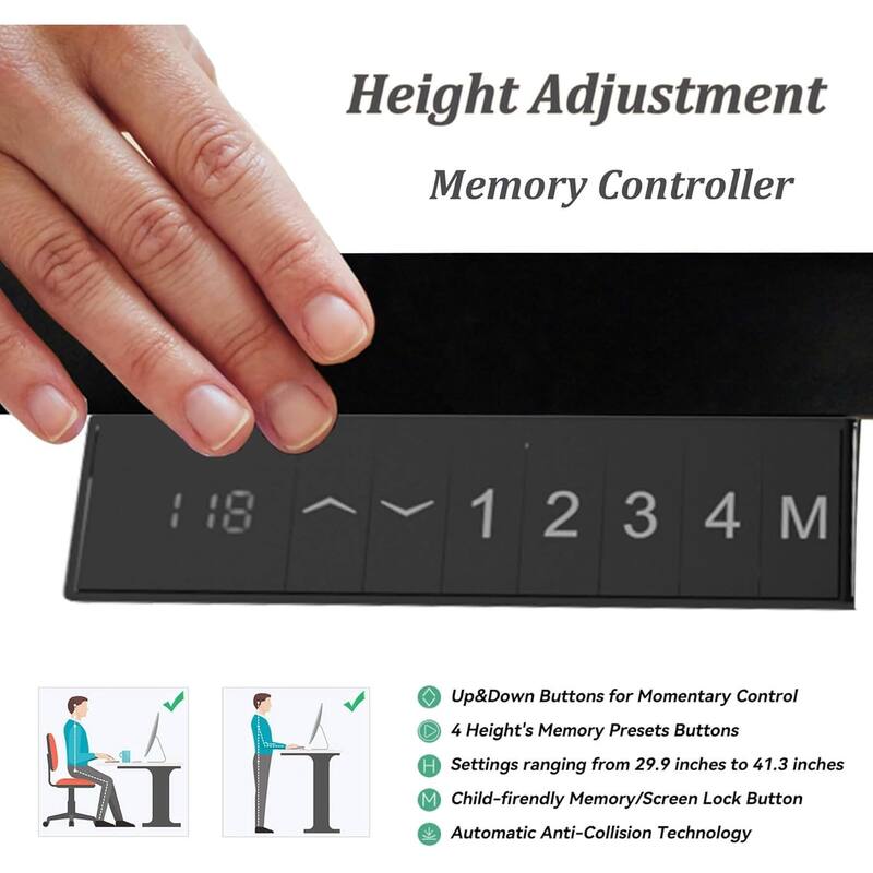 Reversible L-Shaped Adjustable Height Executive Standing Desk with Oval Storage Cabinet