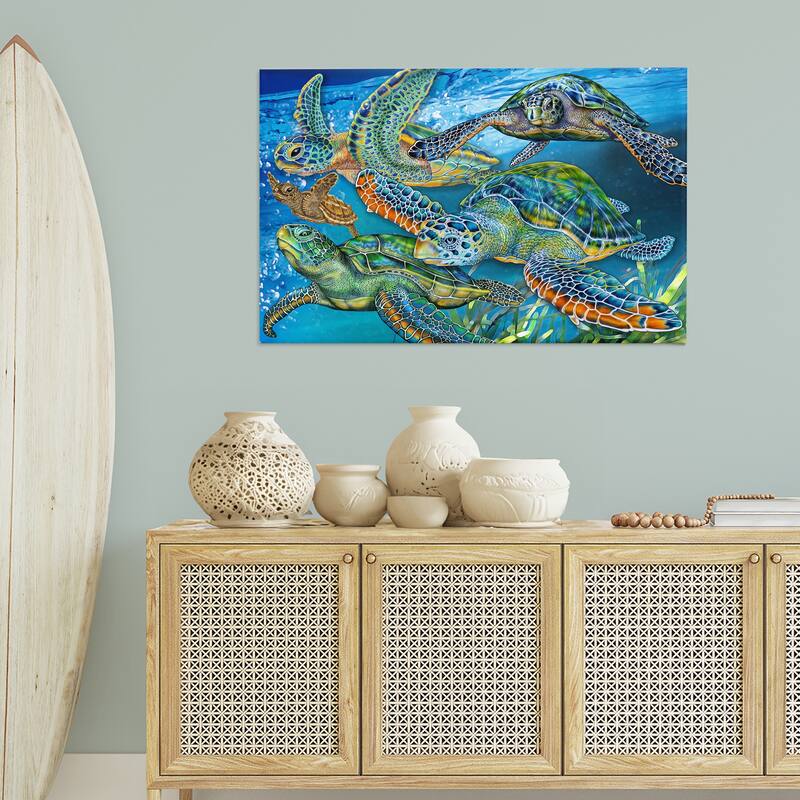 Stupell Tortoise Family Underwater Swim Canvas Wall Art Design By Tim Jeffs
