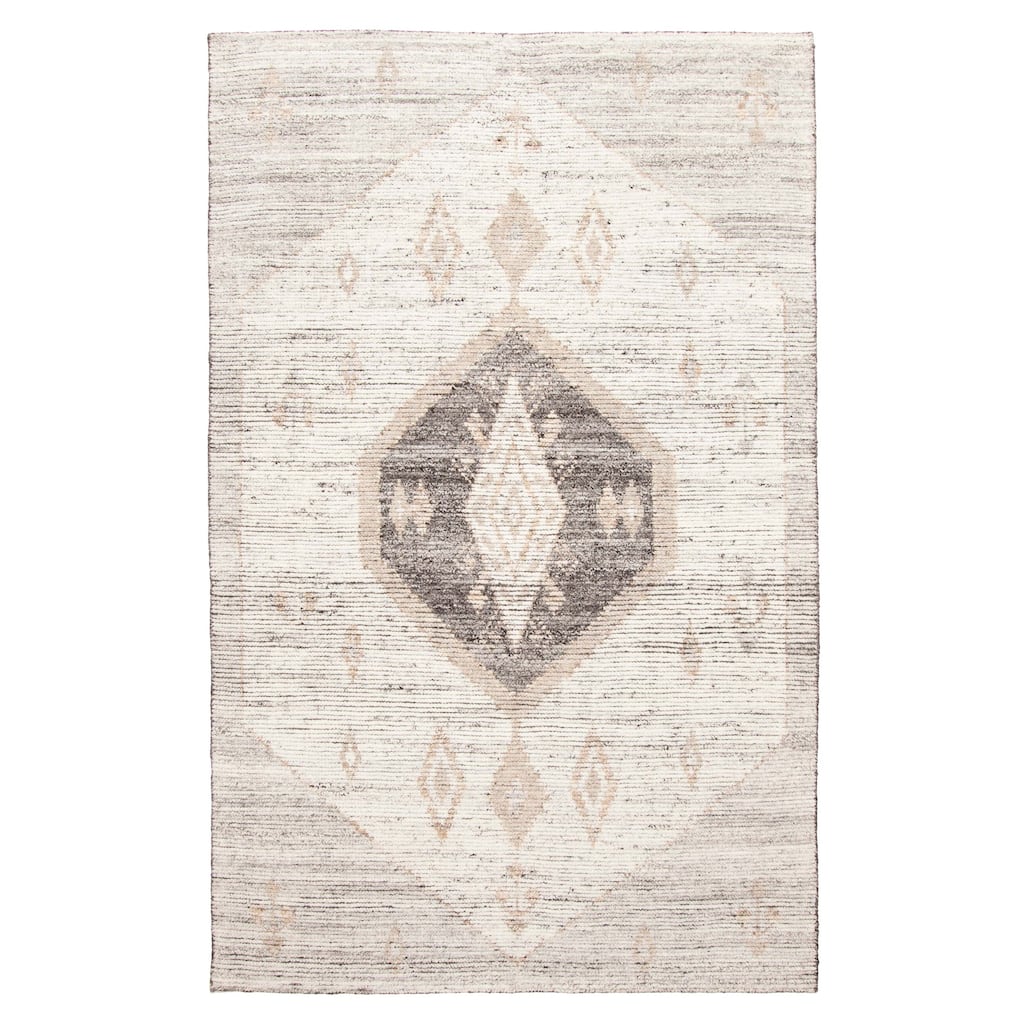 ECARPETGALLERY Hand-knotted Tangier Cream Wool Rug - 5'1 x 8'0