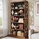 preview thumbnail 5 of 11, 6-Tier Rustic Bookshelf, 70-Inch Wooden 5 Shelf Bookcase - 11.81"D x 31.5"W x 70.47"H