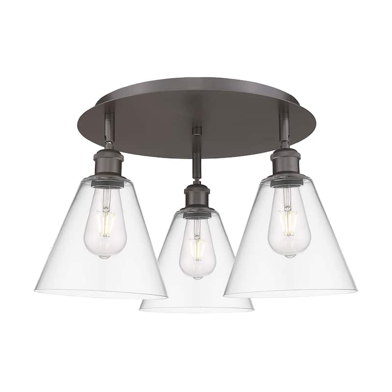 Innovations Lighting Berkshire - 3 Light 20" Flush Mount - Clear/Oil Rubbed Bronze